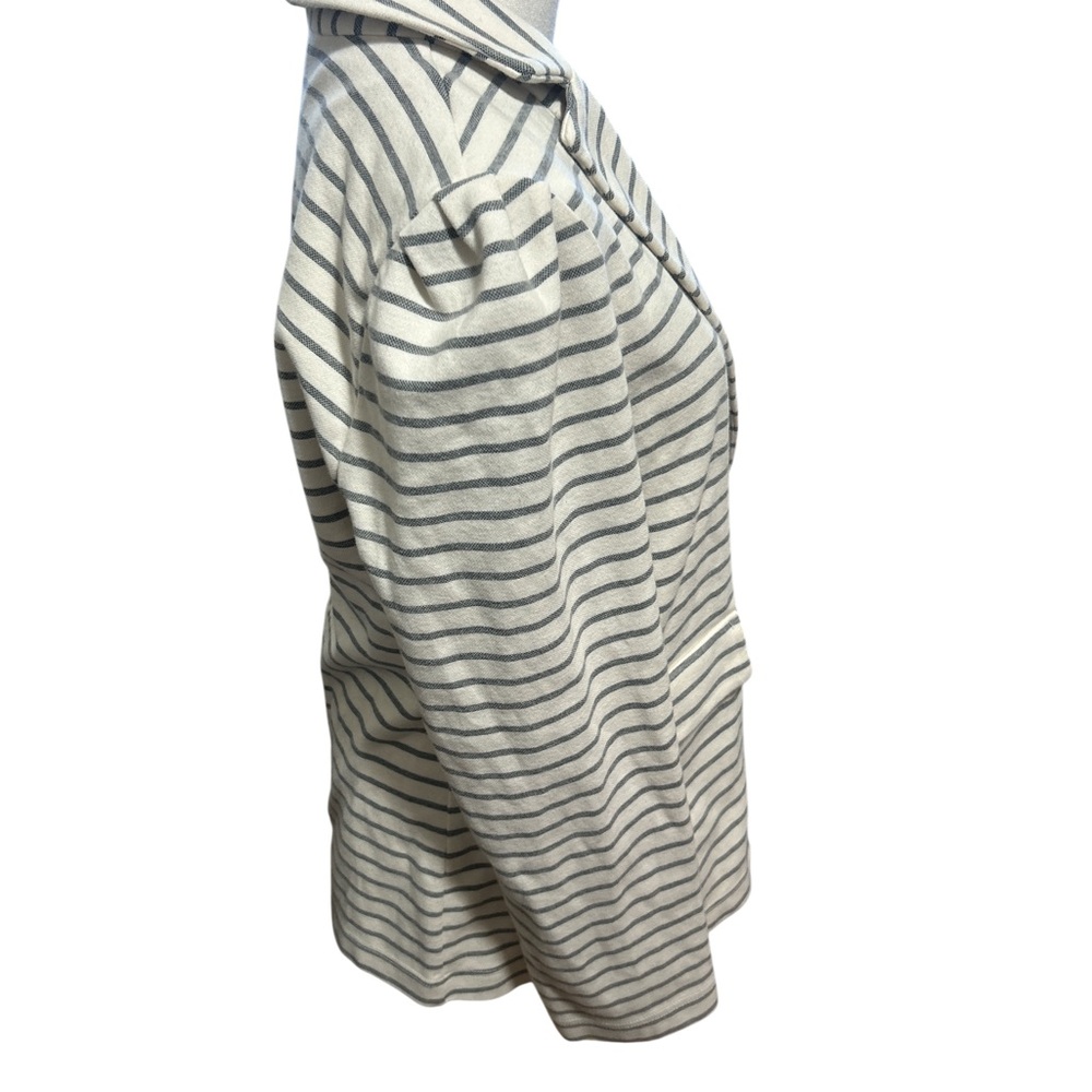 Anthropologie Striped Blazer Jacket Womens Large Black White Cotton preppy - Picture 4 of 9